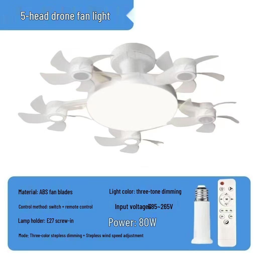 E27 Drone Ceiling Fan Light: Silent ABS Integrated Chandelier with Frequency Conversion