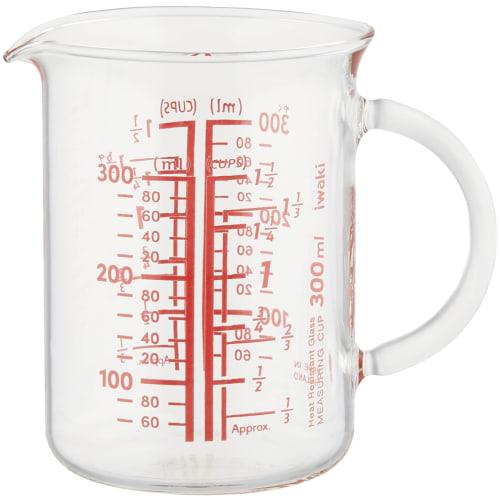 iwaki Heat-Resistant Glass Measuring Cup, 300ml, with Handle, BTMC300T-R