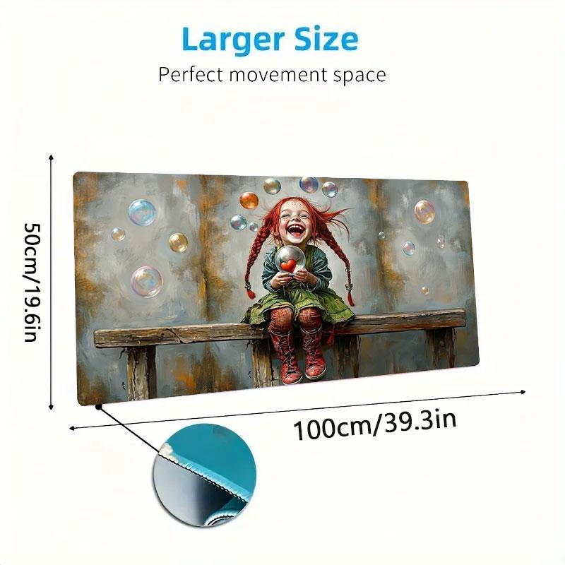 Pippi Longstocking Large Size Mouse Pad Large Gaming Table Cushion Non-slip Laptop Tablet Big Mousepad XXL Mat Mini PC Playmat With Lock edge