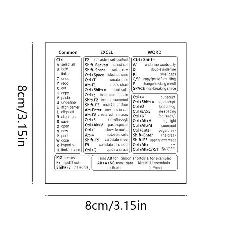 Waterproof Keyboard Shortcuts Sticker for Windows/MacBook Laptops