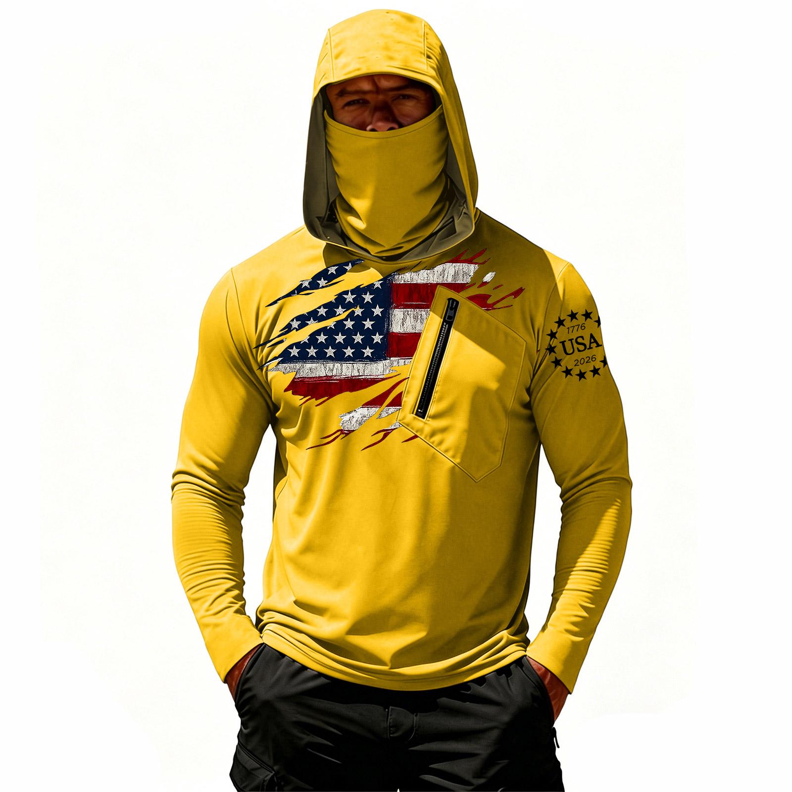 

Men s Casual Hooded Long Sleeve Sunscreen Top XL жовтий