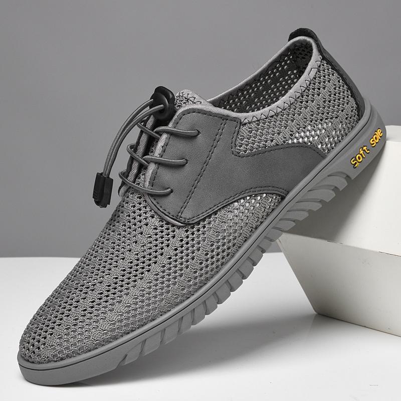 

Fashion Summer Mesh Shoes Outdoor Soft Sole Mens Hollow Out Breathable Cool Flats Casual Shoes Skateboard Shoes Comfort Fashion Sneakes 45 серый