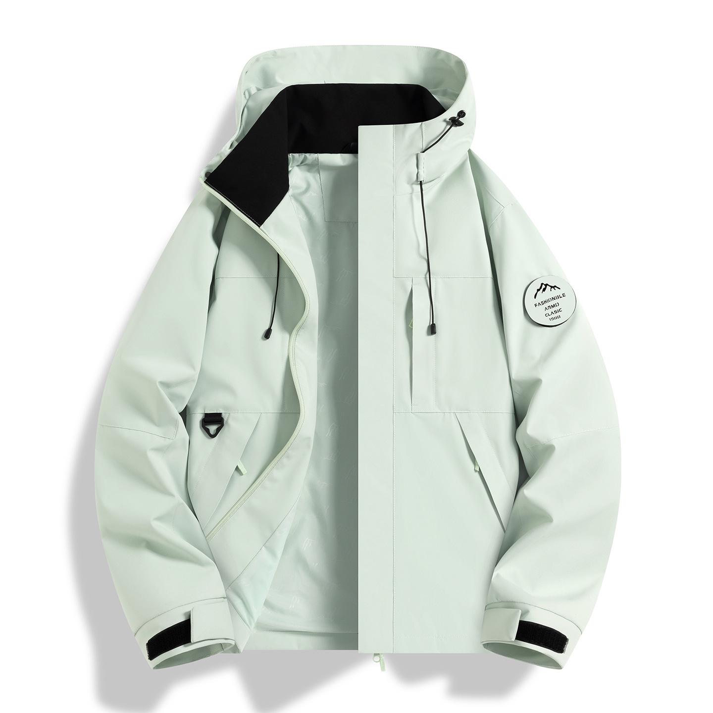 26189 Unisex Hooded Mountaineering Jacket: High-Quality, Windproof & Waterproof for Spring/Autumn Hiking & Camping. M