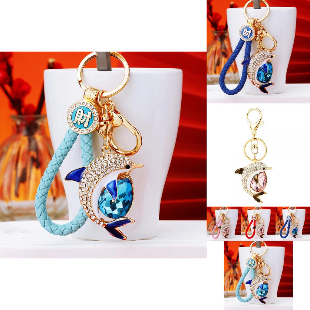 Chaveiro de Golfinho Exquisito com Gema Cintilante para Acessórios de Carro Elegantes