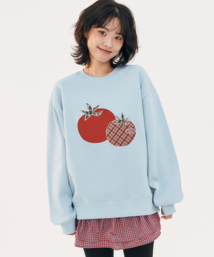 AMBLER Tomato Applique Embroidery Sweatshirt Amm1319 (Blue)