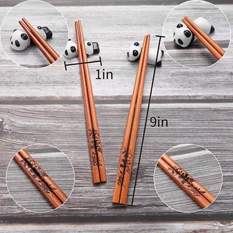 Buy Cute Panda Chopsticks and Chopstick Rest Gift Set, Reusable Wooden