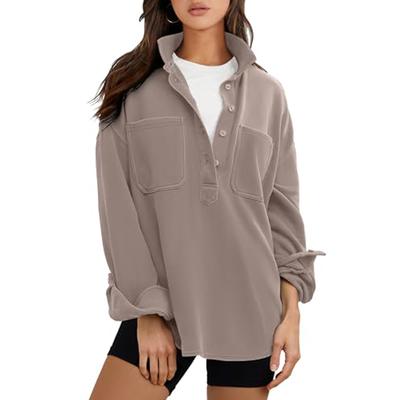 Women's Fashionable Casual V Neck Solid Color Long Sleeve Top