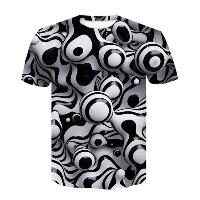 Men's oversized loose retro fashion fun and affordable round neck 3D printed T-shirt