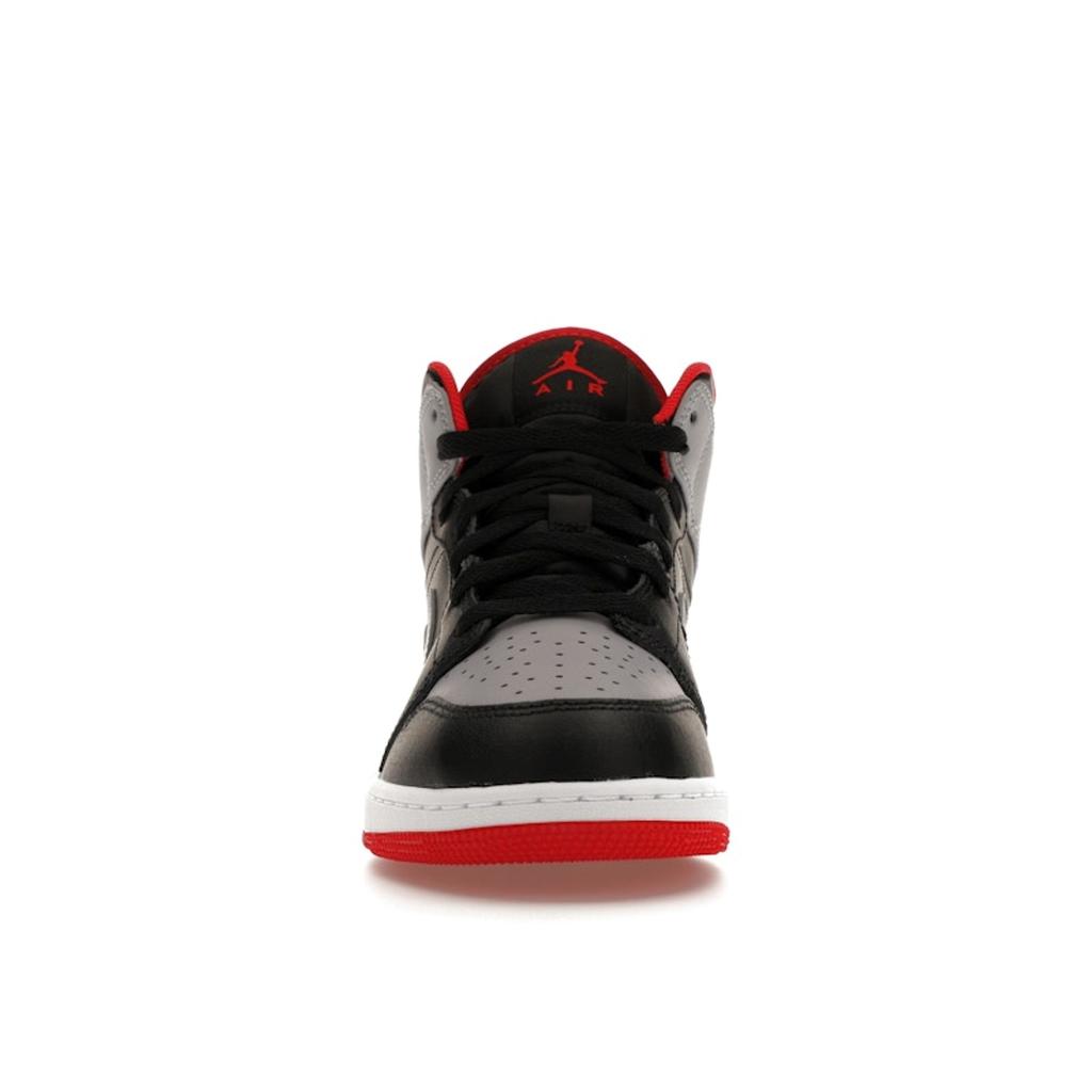 Air Jordan 1 Mid GS Bred Shadow Kinder Sneaker Schwarz Feuerrot Weiß DQ8423-006