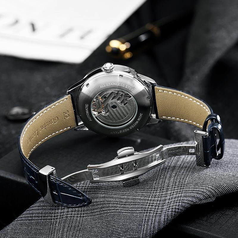 Men's Mechanical Automatic Business Wristwatch Tourbillon Hollow Fashion New Sport Waterproof Luminous Moon Phase Clock