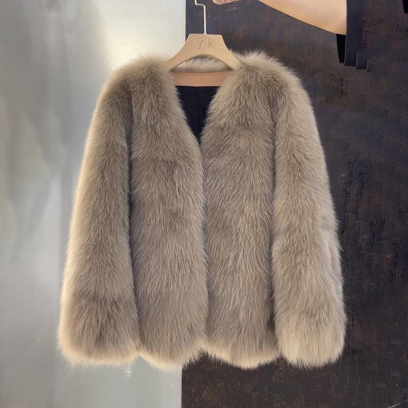 Leather Coat Autumn and Winter New Imitation Fox Fur Top Thickened Light Fur Coat Women