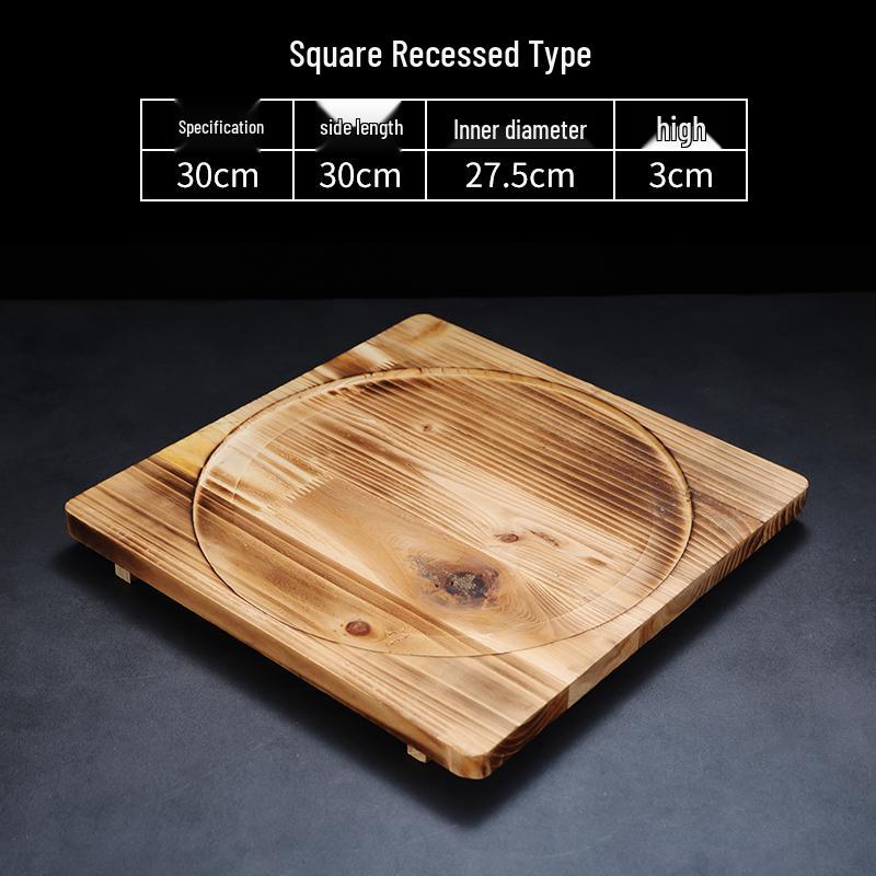 High-Temperature Resistant Fir Wood Heat Insulation Tray for Clay Pot Grilling