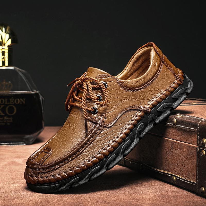 Luxury Brand Men Hiking Shoes High Quality Genuine Leather Shoes Handmade Man Casual Shoes Non-Slip Leisure Men Treking Footwear