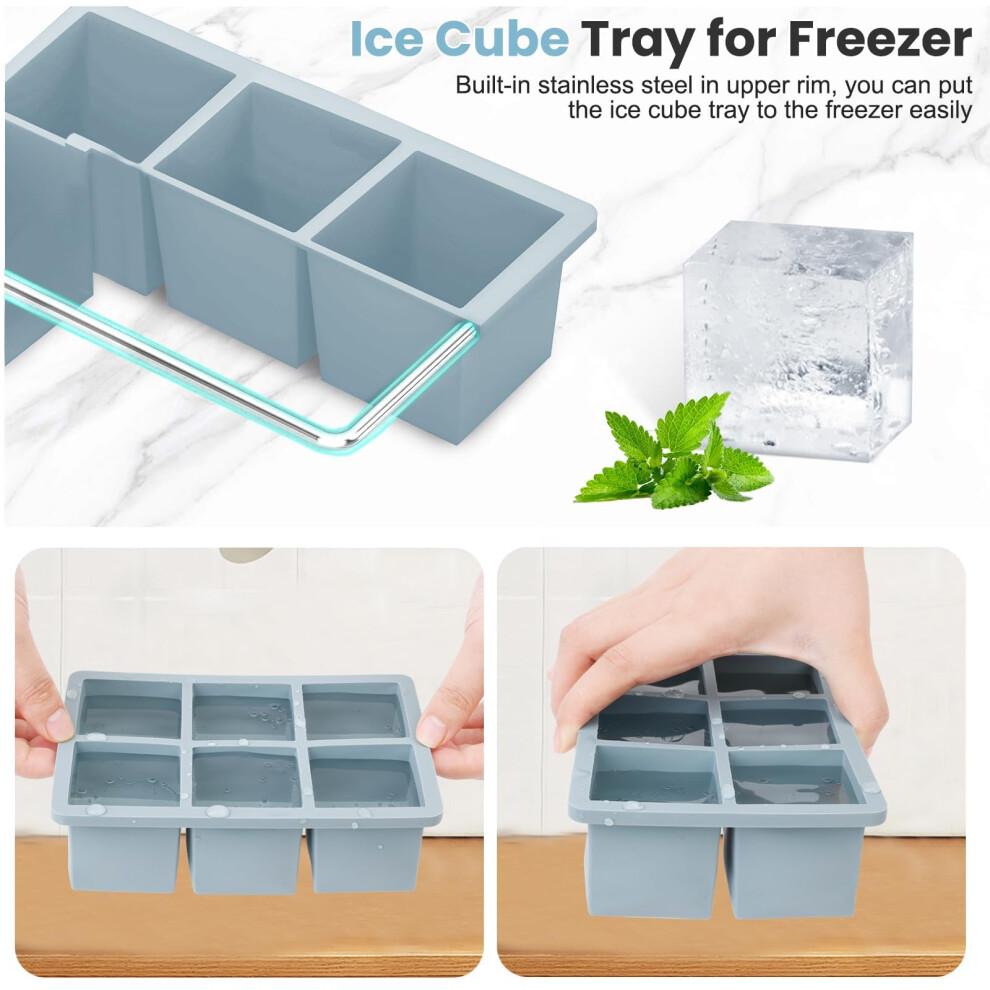 Large Silicone Ice Cube Tray 3Pack - SAWNZC Big Square Ice Cube Molds