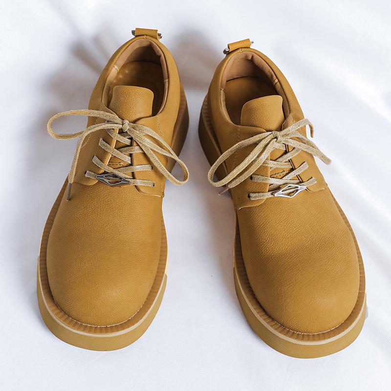 Fashion New Men Genuine Leather Derby Boot Luxury Designers Casual Leather Round Toe Thick Bottom Stylish Social Thick Bottom Ankle Boot
