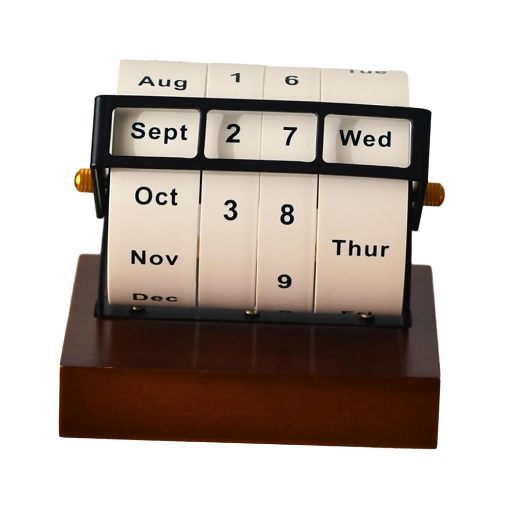 Large Rotating Perpetual Calendar Desktop Stand Countdown Timer Office Planner Table Decor