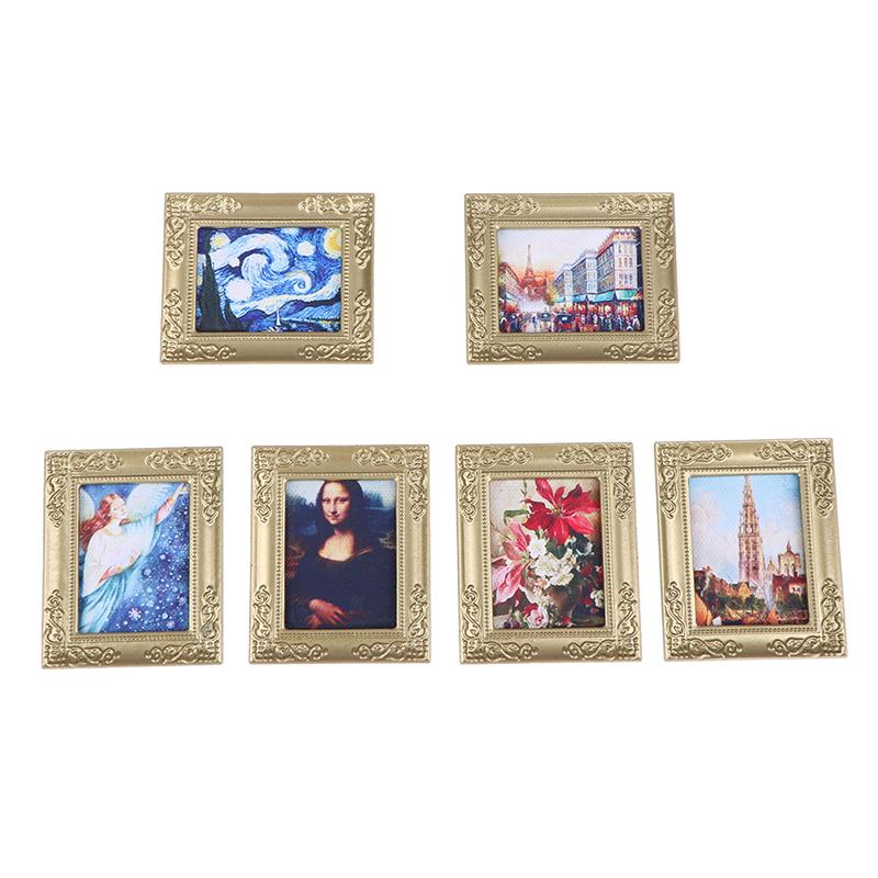 1:12 Dollhouse Miniature Frame Oil Painting Diy Doll House Accessories Decor