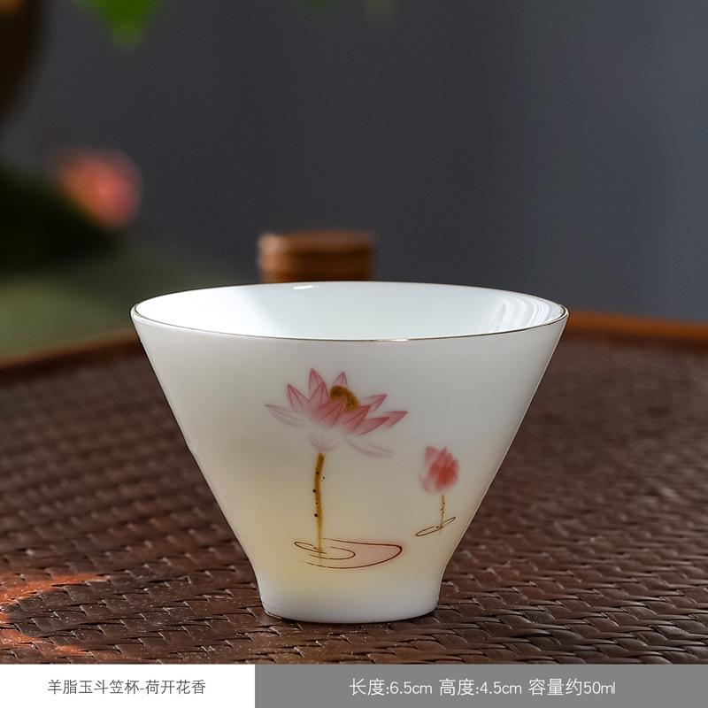 Seladon çay fincanı seramik el boyaması usta tek fincan çay fincanı ev kung fu çay kasesi retro şapka fincan