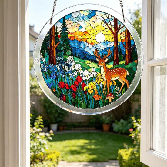 Puzzle in Acrilico Suncatcher Vetro Colorato Ornamento da Appendere alla Finestra Puzzle Fai da Te Pannello Suncatcher per Arredamento Casa Regali per Mamma Amici