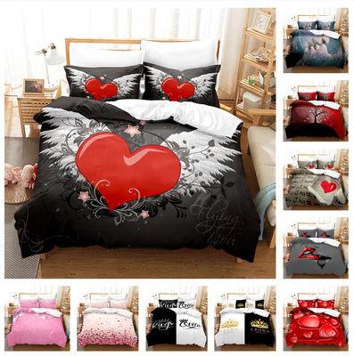 3D Romantic Love Bedding Set Couple Love Down Duvet Cover Pillowcase 2/3pc King Queen Bed Luxury Home Textile Duvet Cover Set Gift