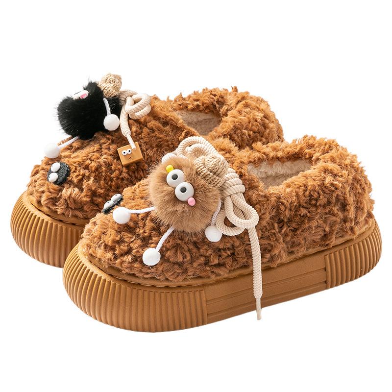 2025 Autumn and Winter Cute Plush Warm Cotton Shoes Women's Cartoon Shoes Home Use Student Cotton Slippers Outer Wear