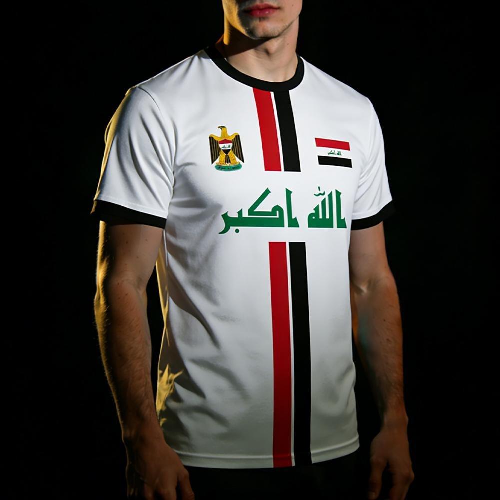 ETST35 Irak Stijl Geprinte Shirts Heren en Dames Zomer Street Korte Mouw T-shirt Sport Ademend Sneldrogend Voetbal T-shirts M