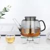 Easyworkz 1500ml Borosilicate Glass Teapot with Large Stainless Steel Strainer for Fruit, Herb, and Infusion Teas, Smoke Gray