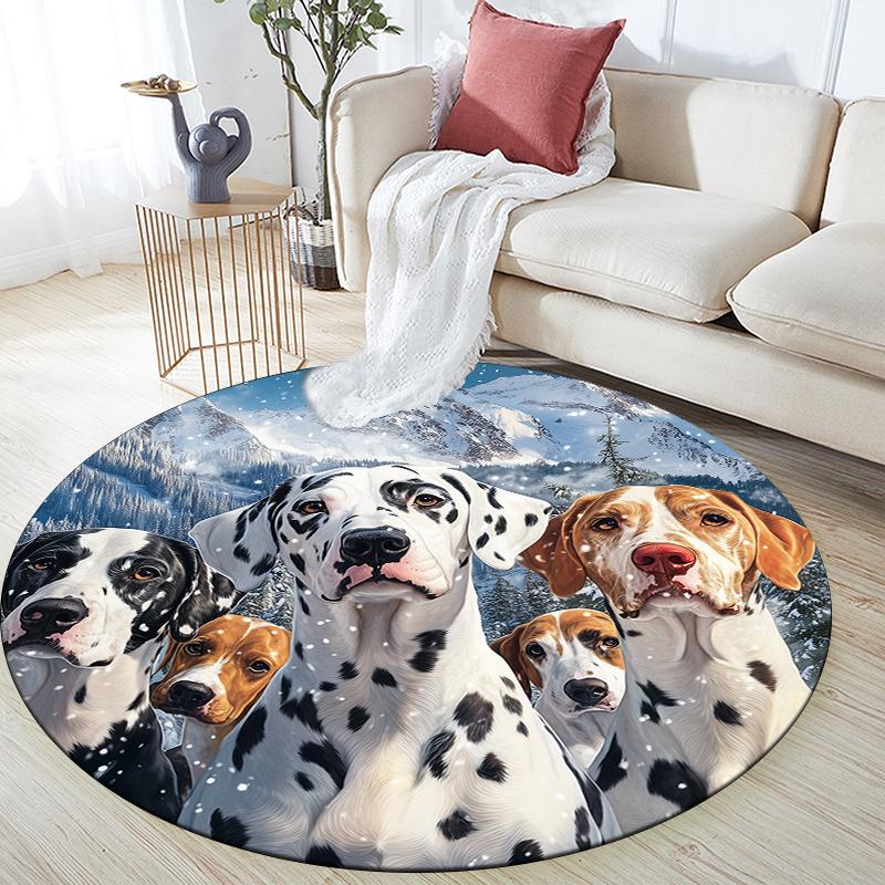 Dalmatian Pattern Round rug,Carpet Rug for Living Room Bedroom  Playroom ,Non-slip Floor Mat,Holiday Gifts and Birthday Gifts.