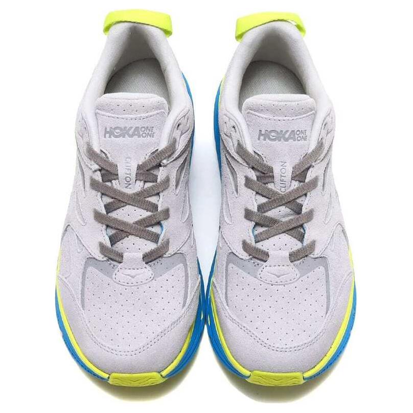 HOKA Clifton L Suede Lunar Rock Diva Blue Men Sneakers Grey 1122571-LRDB