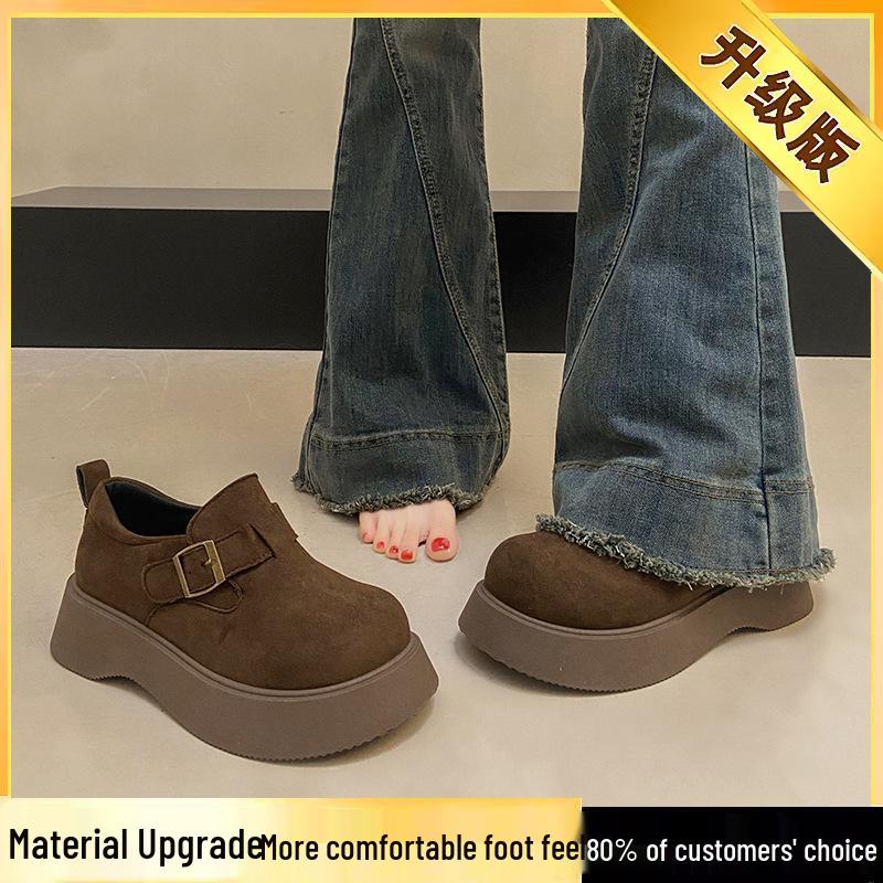 Yang Mi Style Women's Platform Loafers: 2025 Autumn Slip-On, Versatile Birkenstock-Inspired Shoes, Size 34