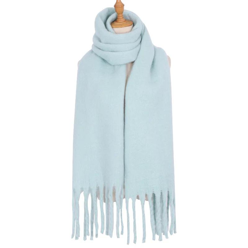 Solid Color Scarf For Women Super Thick Warm In Winter Big Shawl Plush White Snow Scarf  Design Unisex Foulard