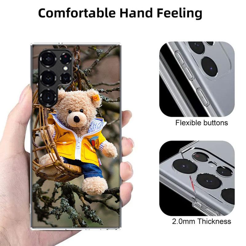 Funny And Cute Bear Capa Phone Case For Samsung S26 Ultra S25 Edge Galaxy S23 S21 S20 S24 FE S22 S10 Plus Cover Clear TPU Shell