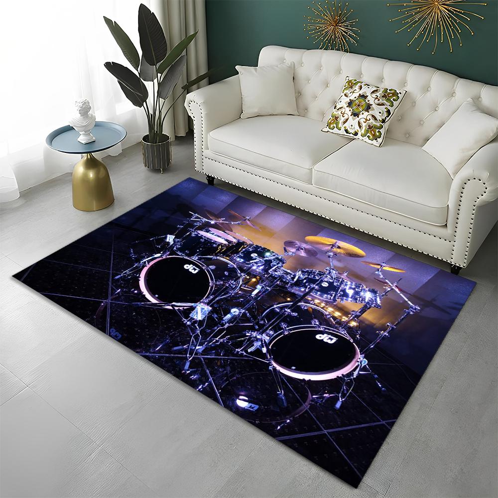 Music Instruments Drum Kit  Drum Set Carpet Rug for Home Living Room Bedroom Sofa Doormat Decor,kids Area Rug Non-slip Floor Mat