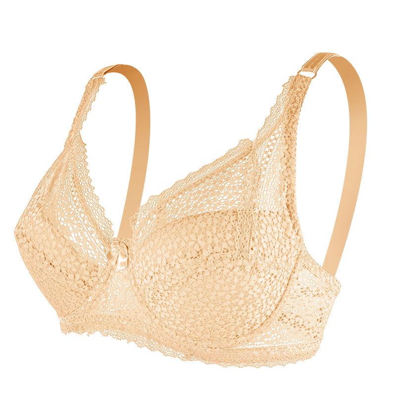 Plus Size Fashion Women's Floral Lace Bra Sexy Ultrathin Deep V Bra Unlined Push Up Brassiere for Women Intimates