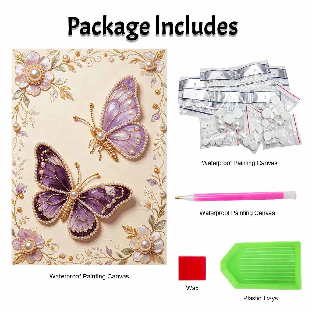 Purple Butterfly Pearl Kit 5D DIY Rhinestone Art Craft for Home Desktop Decoration Relaxing Handmade Gift