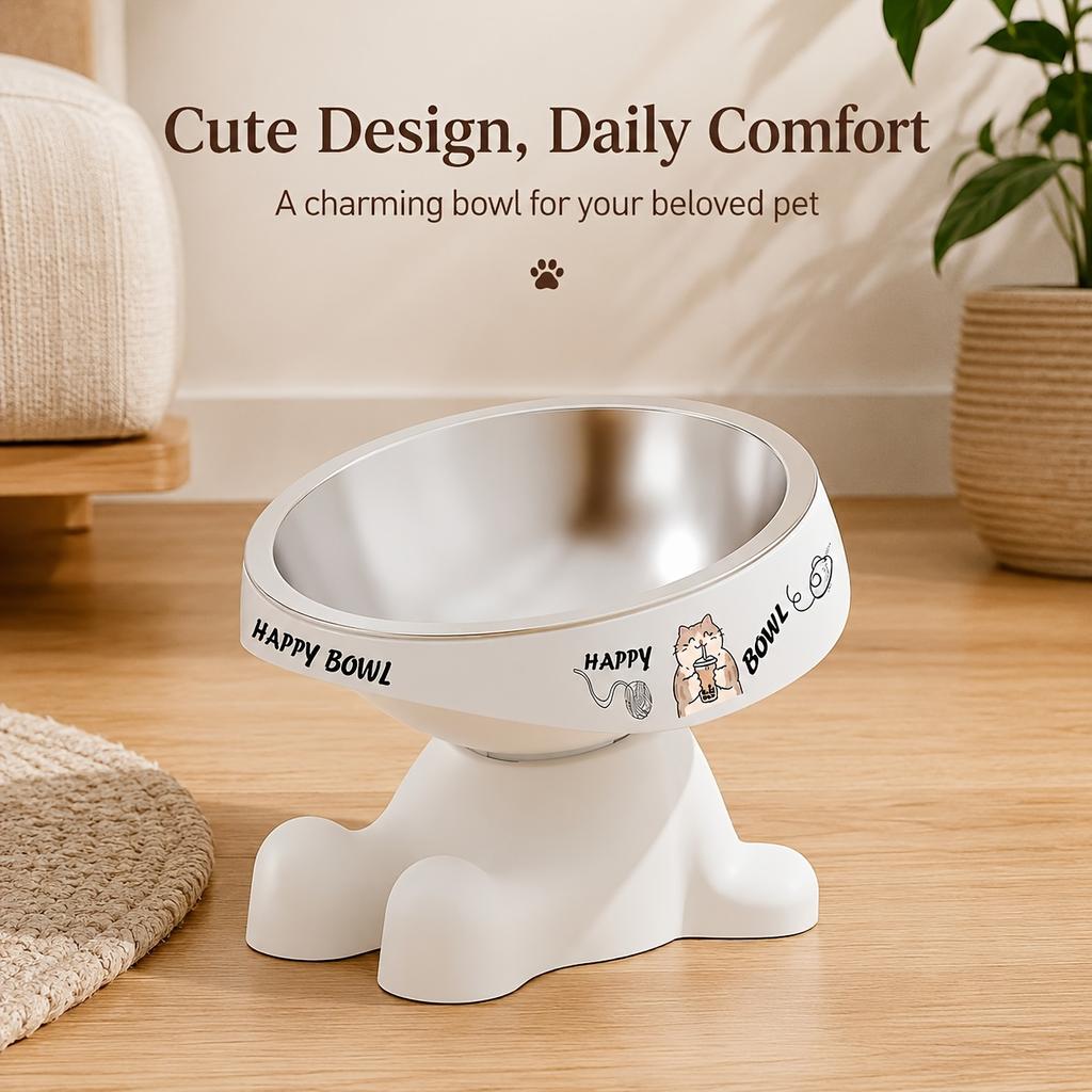 2026 Shaped Elevated Pet Feeding Bowl, Cute Pattern Dopamine Color Pet Food Bowl, Dog And Cat Water And Food Bowl, Neck Protection Anti-Slip Pet Bowl