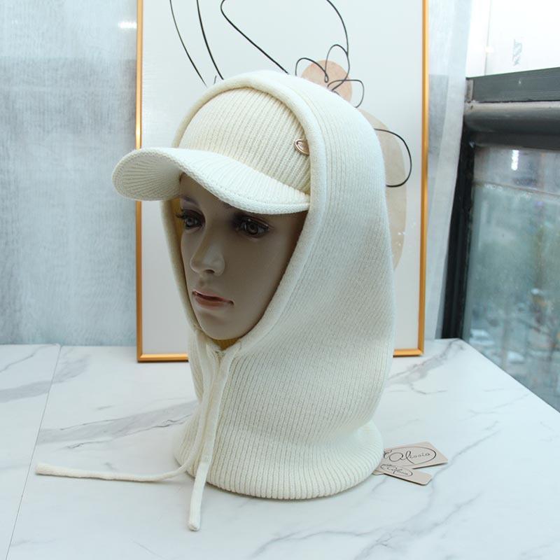 Scarf neck cover integrated versatile thickened autumn and winter fake collar hat women's ear protectors knitted hat hooded collar wool hat