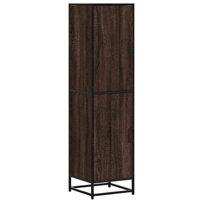 VidaXL Buffet haut chêne marron 35,5x35x139 cm bois d'ingénierie métal, armoire latérale, armoire de rangement haute, 849058
