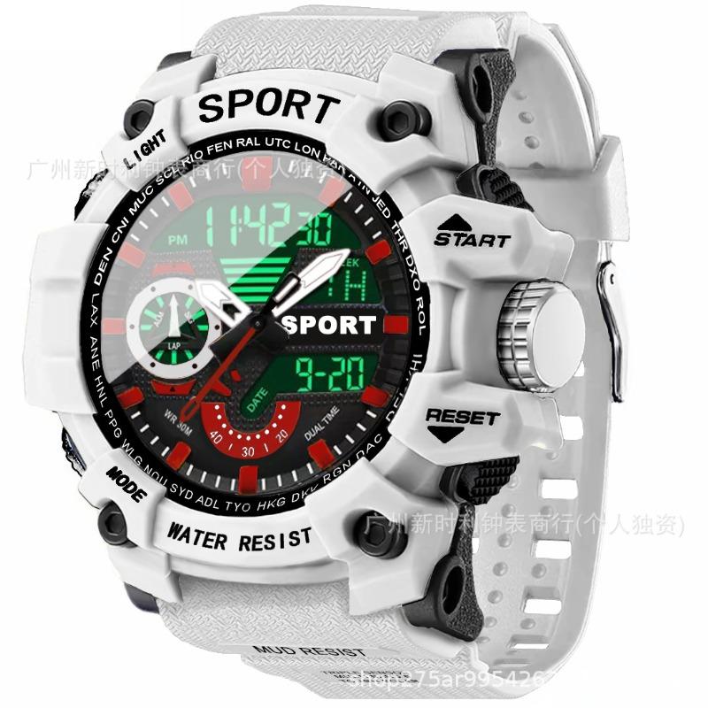 Trendy youth sports watch dual display multi-function cool junior high school students waterproof luminous alarm clock electronic hand by
