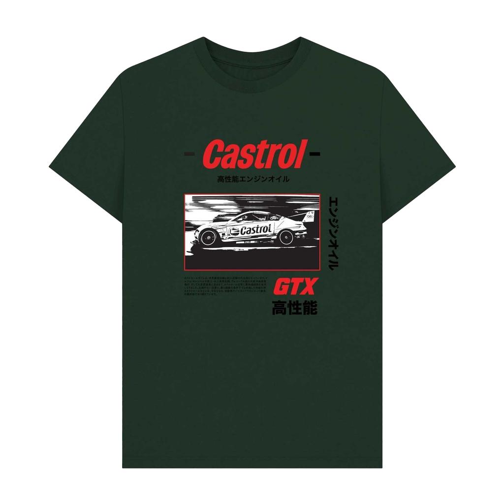 Castrol Unisex Adult Retro B&W Racing T-Shirt
