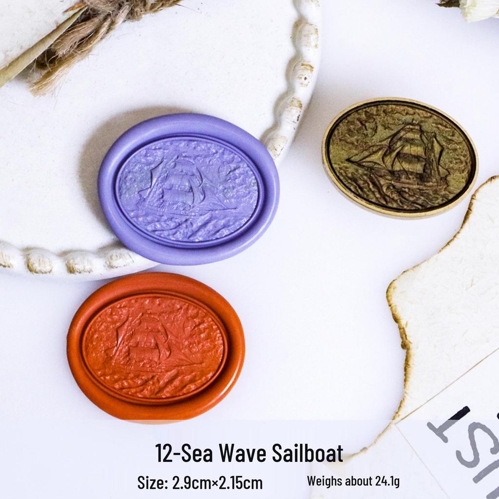 Three-Dimensional Engraved Brass Wax Seal Stamp Head with Frosted Irregular Multi-Layer Design