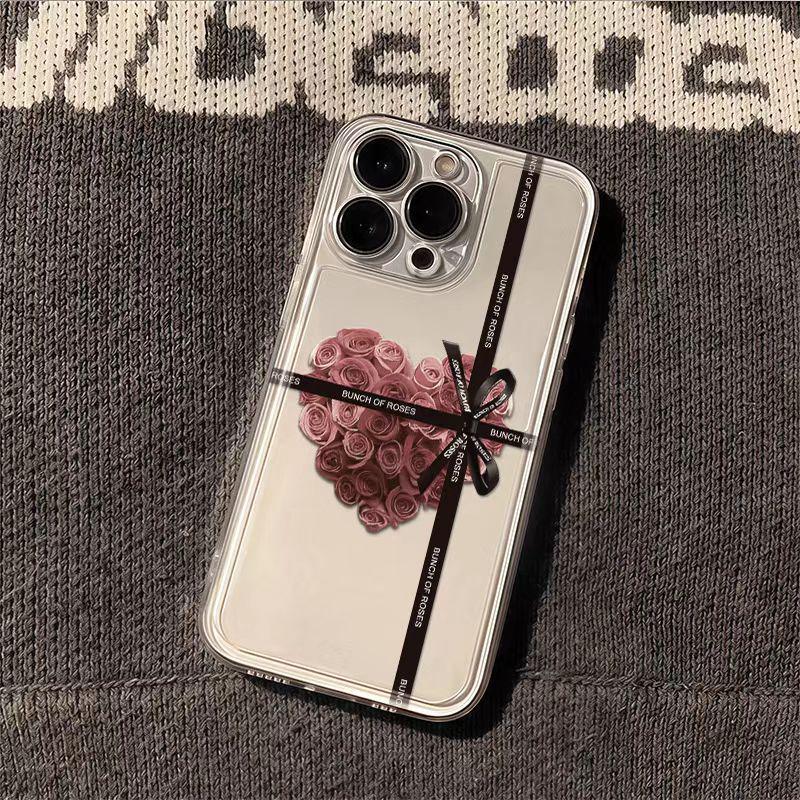 Love Heart Rose Soft Case for iPhone 17 Pro Max, Compatible with iPhone 13 Pro/16e/15/13/14