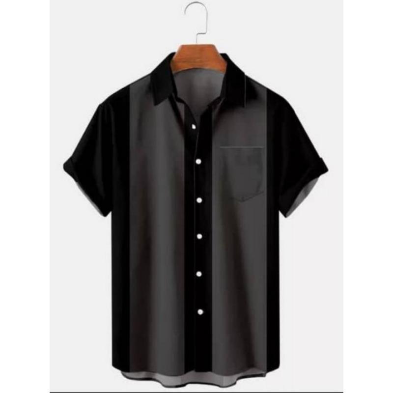 Men S Summer Short Sleeve Shirt 3d Print Striped Color Block Casual
