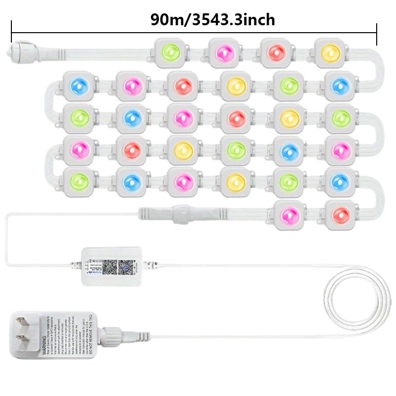50FT/100FT/150FT/200FT/300FT Smart Permanent Outdoor Lights IP67 Waterproof Eaves Light with Alexa & Google for Halloween Decor