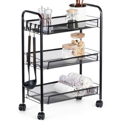 3-Tier Mobile Kitchen Bathroom Shelf Trolley On Wheels