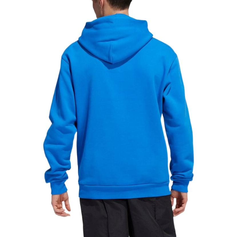 Adidas Originals Clover FW22 Solid Color Logo Print Drawstring Long Sleeve Sweatshirt Men Tops Blue HK9866