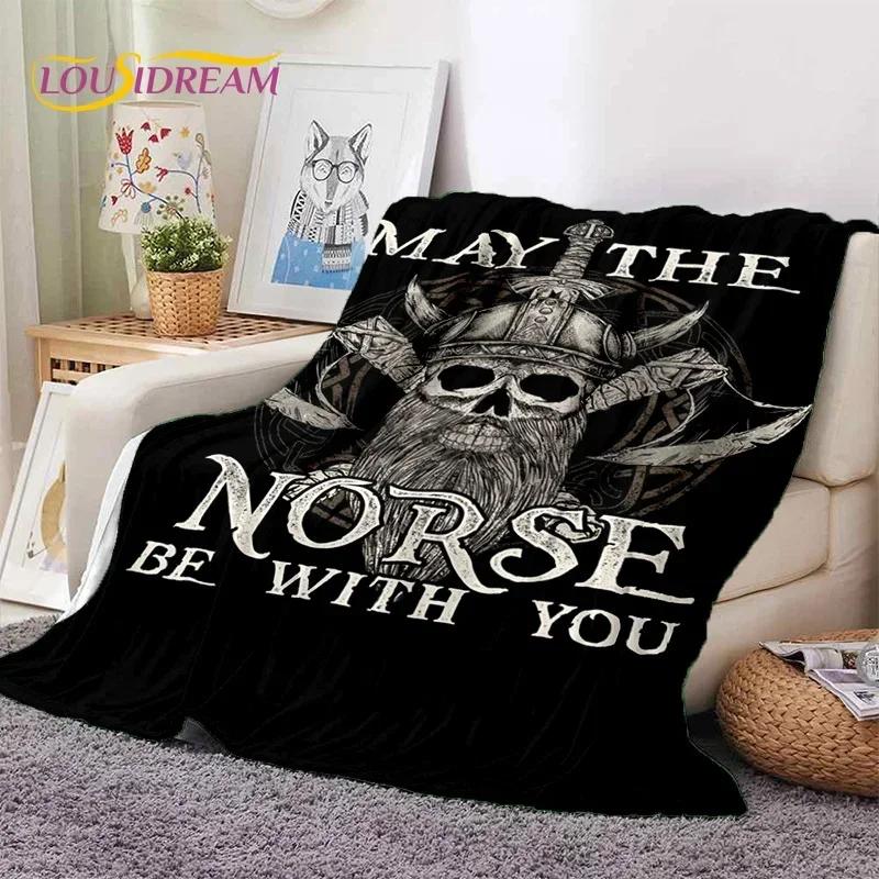 Nordic Viking Odin Valhalla Valknut Soft Flannel Blanket for Beds Bedroom Sofa Picnic,Throw Blanket for Outdoor Leisure Nap Gift