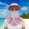 Breathable Face Mask Sun Hat Wide Brim Fisherman's Hat Tea Picking Work Hat  Unisex Summer