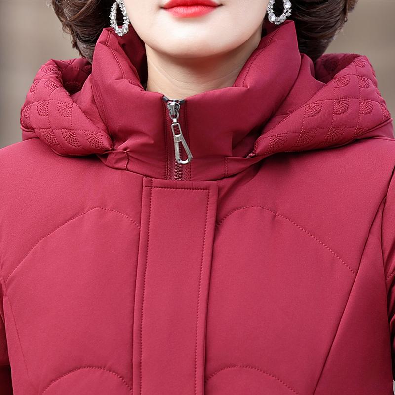 Middle Age Women Winter Down Coats Vintage Parkas Hooded Plus Size Elegant Thick Warm Down Jackets Woman Outerwears