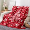 Christmas Tree Red Flannel Throw Blanket, Xmas Snowflake Birthday Gifts for Men Women, Winter Holiday Soft Blankets for Bedding